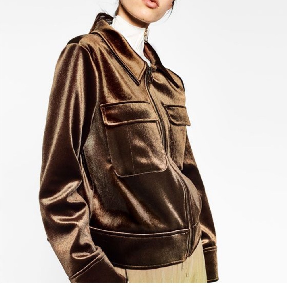 Zara bronze velvet zipped jacket